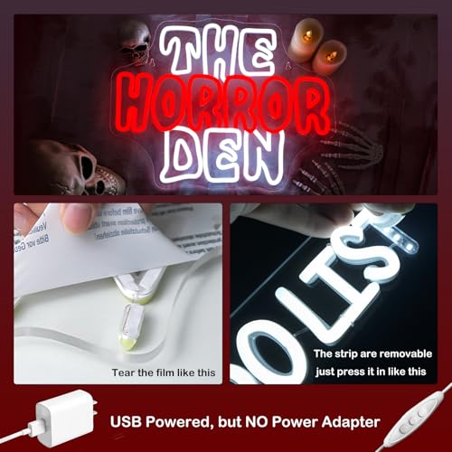 Image of Horror Den Neon Sign Spooky Wall Light Scary Gift for Movie Fans Decoration