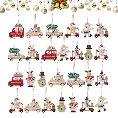 HOPEYMY26 27 Pcs Weihnachtsbaumschmuck Holz Holzanhänger Weihnachten...