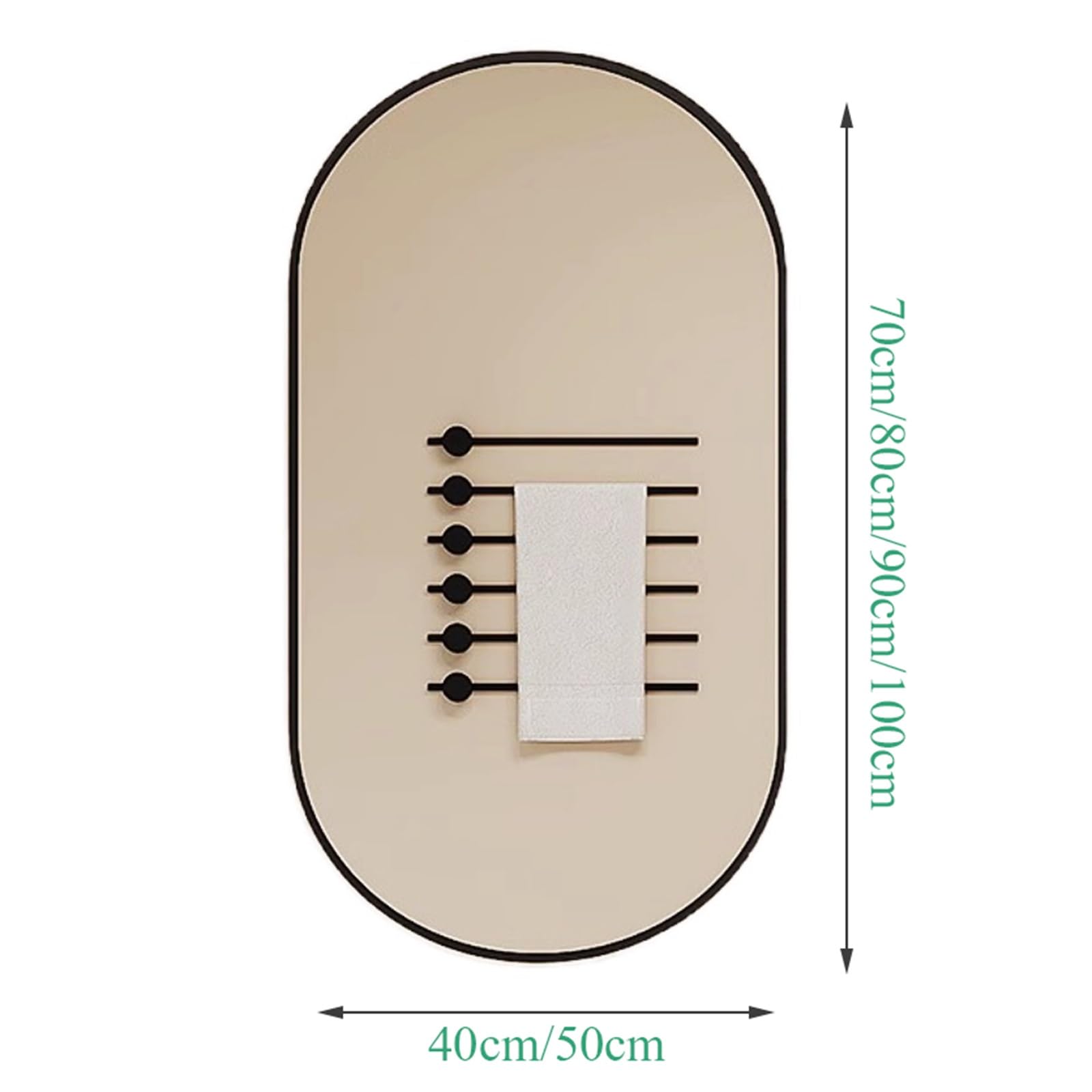 Specchio Espejo de pared ovalado Moderno con Marco de Metal, Espejo de tocador para baño, Espejo de pared para dormitorio y entrada, Plateado (40 x 70 cm).