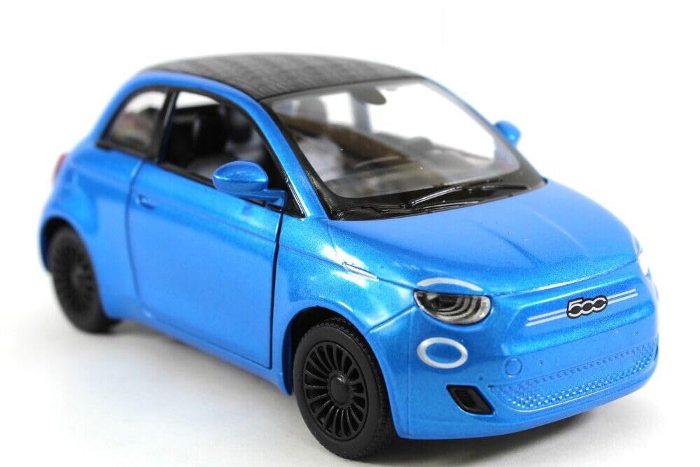 Easy Toys Model Car Compatible with Fiat 500e. Scale Toy Car with Opening Doors. 1:28 Scale, Blue, Unisex, All Ages