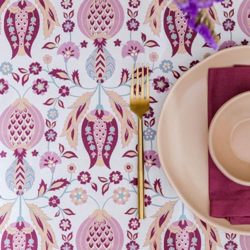 Image of THE YARD HOUSE Wipeable & Anti-Slip Cotton Table Cover for Family Dining, Party. Protects Against Spills, Scratches, Damages (Songs of the Sultan, 60 x 90 inch (Rectangle))