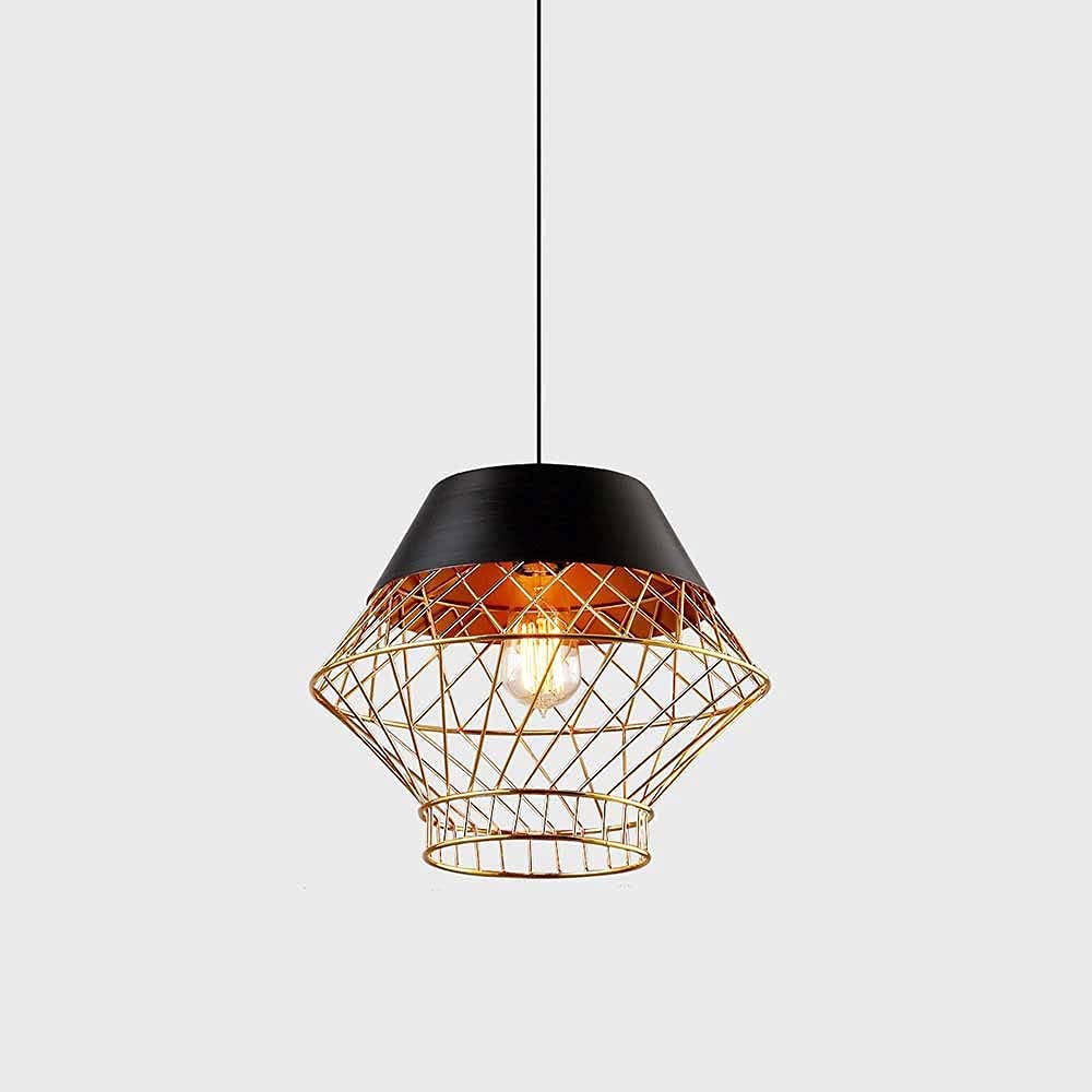Lustre industriel cage pour éclairer une table de cuisine