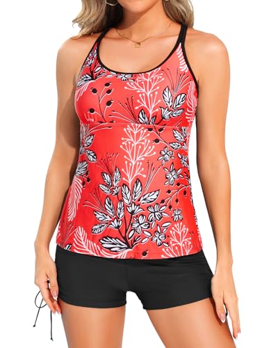 Yonique Y200720-R-M Womens Tankini Swimsuits Athletic Two Piece Tummy Control Bathing Suits cover