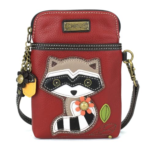 Image of CHALA Woodland Animal Collection Cell Phone Crossbody Purse-Women PU Leather /Canvas Multicolor Handbag with Adjustable Strap