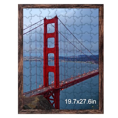 Image of BESCRCL 19.7x27.6 Picture Frame Brown, Poster Frames Wall Hanging, Display Pictures 19.7 x 27.6 without Mat, 1 Pack