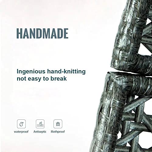 Double Egg Chair With Stand, 2 Person Heavy Duty Hanging Wicker Rattan Swinging Chair Hammock Nest Chair For Indoor Outdoor Patio Lounger Swinging Loveseat Perfect For Balcony Garden - Dust Blue #TOP2