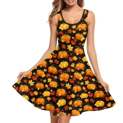 Image of Women Stylish Tank Dresses Sleeveless Round Neck Midi Casual Dress with Pocket for Summer