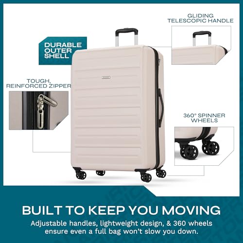 Image of American Tourister Westridge Hardshell Luggage Set - 2 Piece Set - 20 /28 inch Carry-On & Large Checked Luggage Set with Spinner Wheels - Expandable Hard Suitcases for Travel - Hard ABS Shell - Light Pink