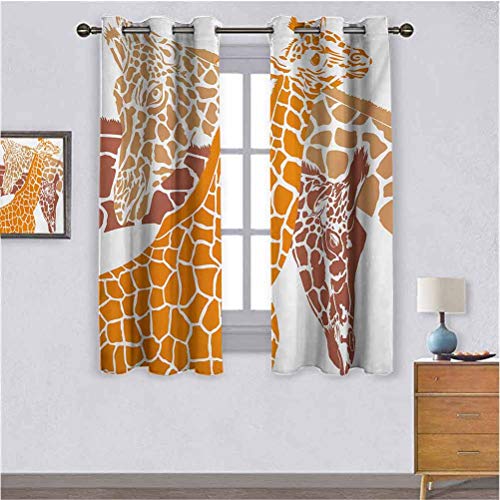 RenteriaDecor Blackout Wide Width Window Treatment GiraffeSketch of A Family Safari Wildlife in