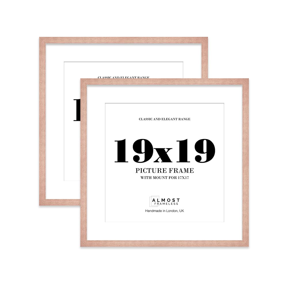 19x19 Bronze Picture Frame with Mount for 17x17 Photos, Prints - Modern Square Wall Frame, Set of 2