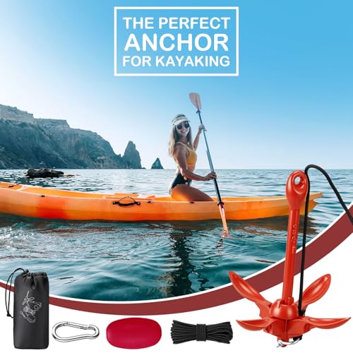 Image of Lounsweer 2 Pack 1.5 /3.5 lb Marine Kayak Anchor Kit Folding Grapnel Anchor Kit Boat Kayak Fishing Accessories for Small Boats Kayaks Canoe Paddle Boards