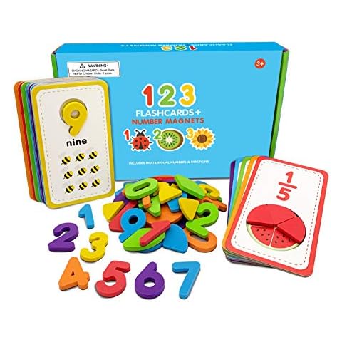 Curious Columbus Number Flashcards and Foam Number and Fraction Set. 20 Number Flash Cards with Magnetic 1-20 and Fractions. ABC Toddler Games to Learn to Count and Basic Level Maths Cover