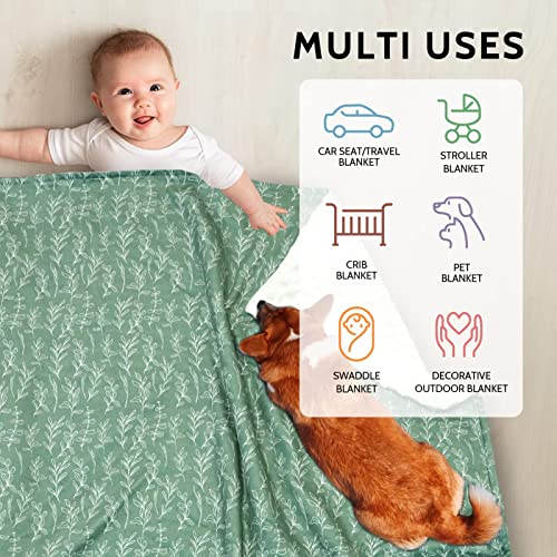 Manta para bebé HNHUAMING Minky Verde Salvia 30x40 pulgadas miniatura 6