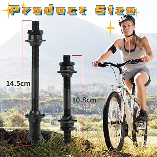 Moondkist 1 Pair Bike Axle, Bicycle Axles Rear Axle Front Axle Set With 20.5Mm, 25Mm Wheel Hub Steel Ball, Mountain Bike Hollow Hub Shaft Front And Rear Axle Kit 108Mm, 145Mm For Mountain Mtb Bike #TOP1