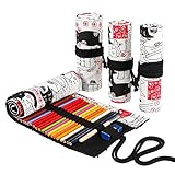 VIONNPPT Handgemachte Leinwand Bleistift Wrap Roll up Fall Halter Böhmischen Stil Reise Zeichnung Skizzieren Färbung Bleistift Rolle Organizer (Katze, 72 Holes)