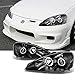 For 2005 2006 Acura RSX Integra DC5 Black Projector Headlights Head Lamps Left + Right Side Assembly Set