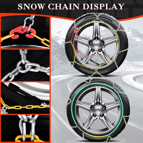 Snow Chains, Tire Chains, Snow Tire Chains for Car/SUV/Pickup Trucks, Applicable Tire Width 165-275mm, Reusable Universal Emergency Traction Snow Chains- Set of 2 - Image 3