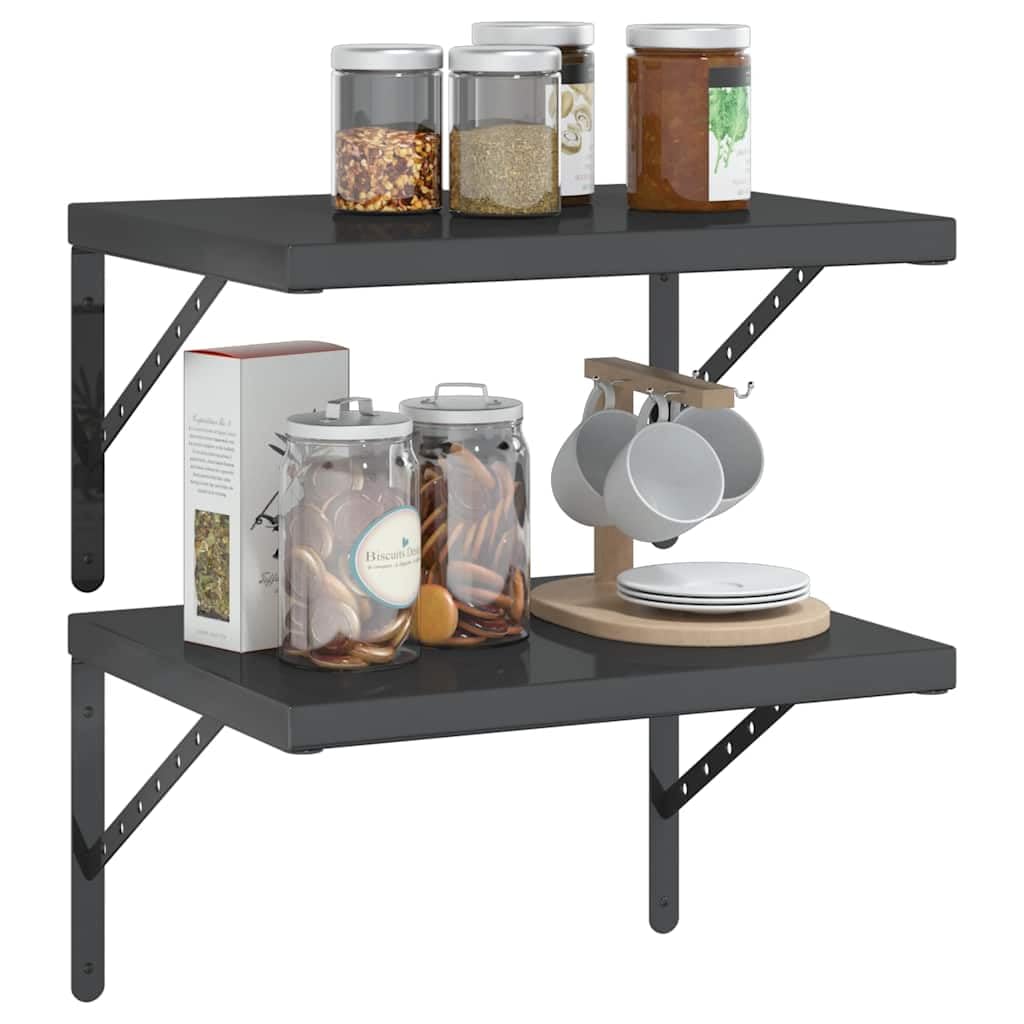 Generisch Wandregale 2 STK. 50x40 cm Schwarz Edelstahl,Möbel,Regalsysteme,Wandregale-3214517