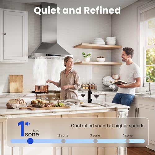 Image of IKTCH 30-inch Wall Mount Range Hood 900 CFM Ducted /Ductless Convertible, Kitchen Chimney Vent Stainless Steel with Gesture Sensing & Touch Control Switch Panel, 2 Pcs Adjustable Lights(IKP02-30'')