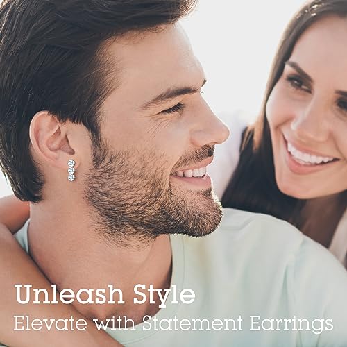 Earrings for Woman Man, Anniversary Birthday Gifts for Wife and Husband, 1.8 carat-3.0 carat Hoop Earrings, Woman's & Unisex Moissanite Earrings, Birthday Christmas Valentines Gift2