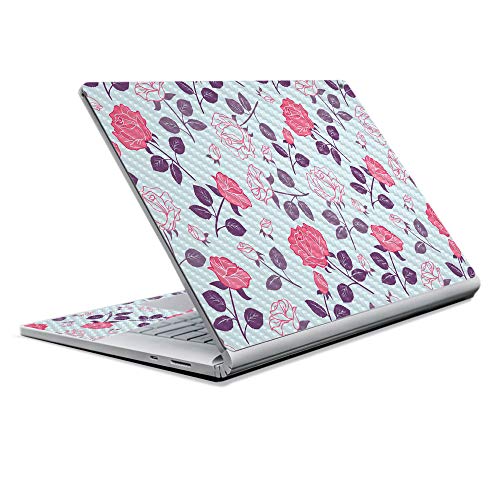 Image of MightySkins Carbon Fiber Skin for Microsoft Surface Book 2 13 inch (2017) - Vintage Floral,Protective, Durable Textured Carbon Fiber Finish,Easy to Apply, Remove, and Change Styles,