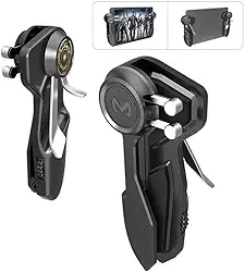 Rakizbe Controle PUBG para tablet 4 gatilhos [operação com 6 dedos] controle sensível para atirar no gamepad, suporta iPad e tablet de 10 a 12,9 polegadas (espessura < 10 mm), preto