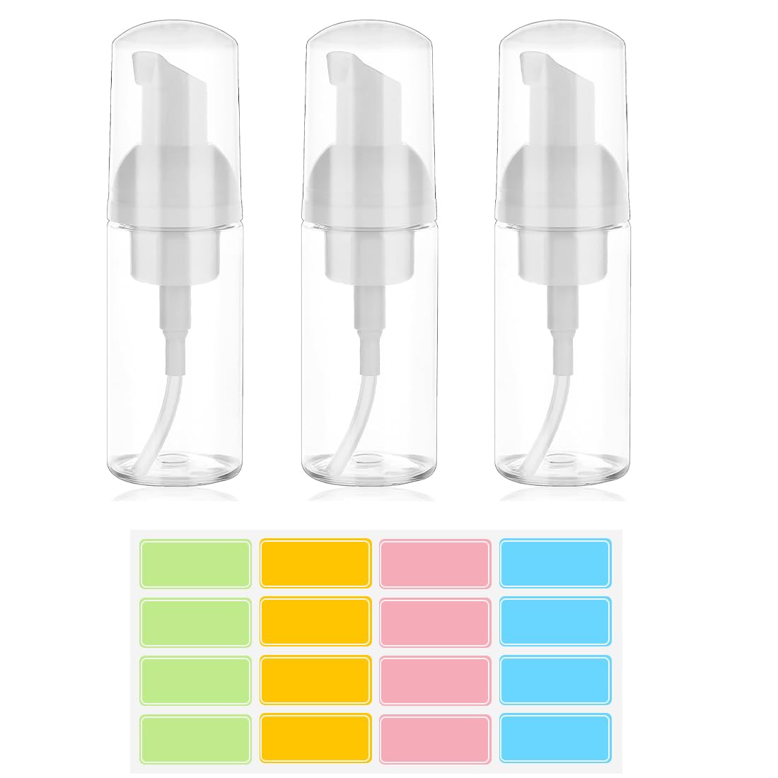 3 Pezzi Dispenser Sapone Schiuma - 50 ml Bottiglia Transparent Riutilizzabili per Cosmetici, Lozione, Bagno, Shampoo Liquidi (Trasparente)