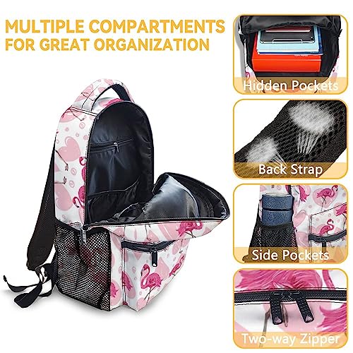 Flamingo Backpack for Girls Boys, 16 Inch Pink Backpacks for School, Cute Lightweight Durable Bookbag for Kids 6