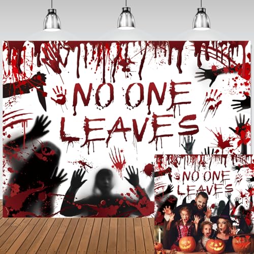 Image of 7x5ft Halloween Backdrop Bloody Handprints Wall Photography Background for Indoor Outdoor Halloween Party Cake Table Decoration Banner Photo Booth Props (7x5FT(210x150cm))