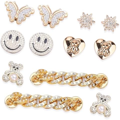 ISCASSE Bling Shoe Charms for Shoes Decoration, Cute Bear Chain Charms Fit for Bubble Slides/Sandals, Accessories Decorative Cover