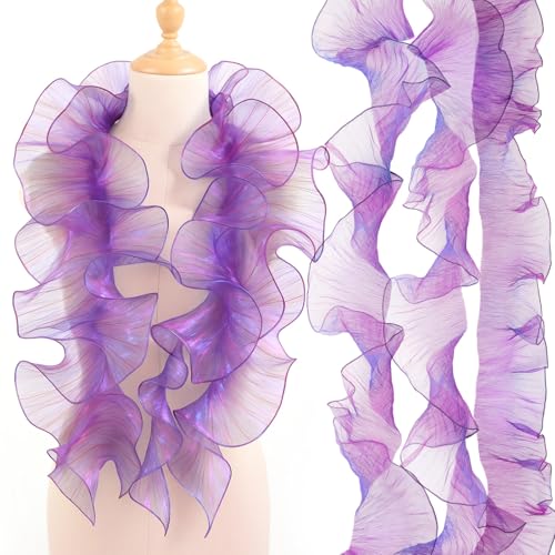 Ganeen Blue Purple Ruffle Trim
