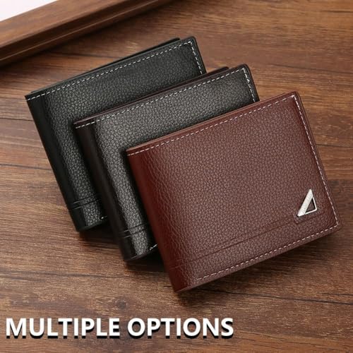 Mens Short Wallet PU Folding Coin Purse Horizontal Card Holder Men(Black)3