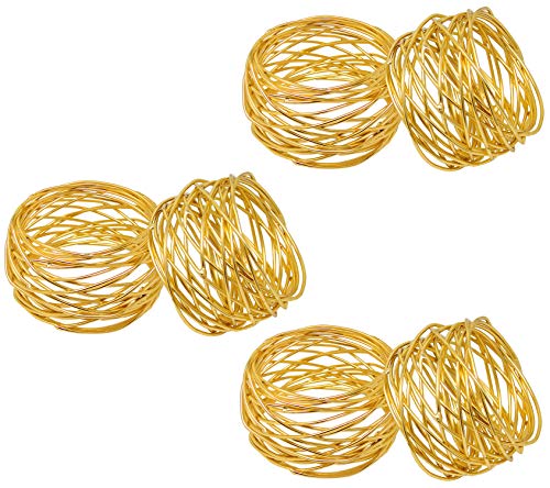 Image of SKAVIJ Handmade Twisted Wire Mesh Napkin Rings Holders Decor Dinner Party Wedding Thanksgiving Christmas Gathering (Gold 10pcs)