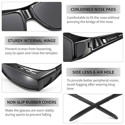 Image of URUMQI Polarized Sunglasses Fit Over Glasses for Men Women UV400 Protection | Wraparound Sun Glasses for Driving, Fishing & Beach, Trendy Shades