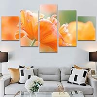 SIGNWIN 5 Panel Canvas Wall Art Bright Flowers for Home Decorations Ready to Hang - 60