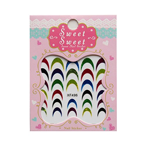 Multi Colored Glitter Shiny French Tip Nail Art Sticker Manicure Decal Decoration-1 PC
