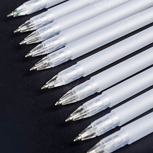 GADITIEK Set di 6 penne gel bianche – 0,6/0,8/1,0/1,2/2,0/4,0 mm, penne bianche a punta fine a grassetto, per arte, disegno, evidenziazione, carta nera, scrapbooking, creazione di biglietti, delineare