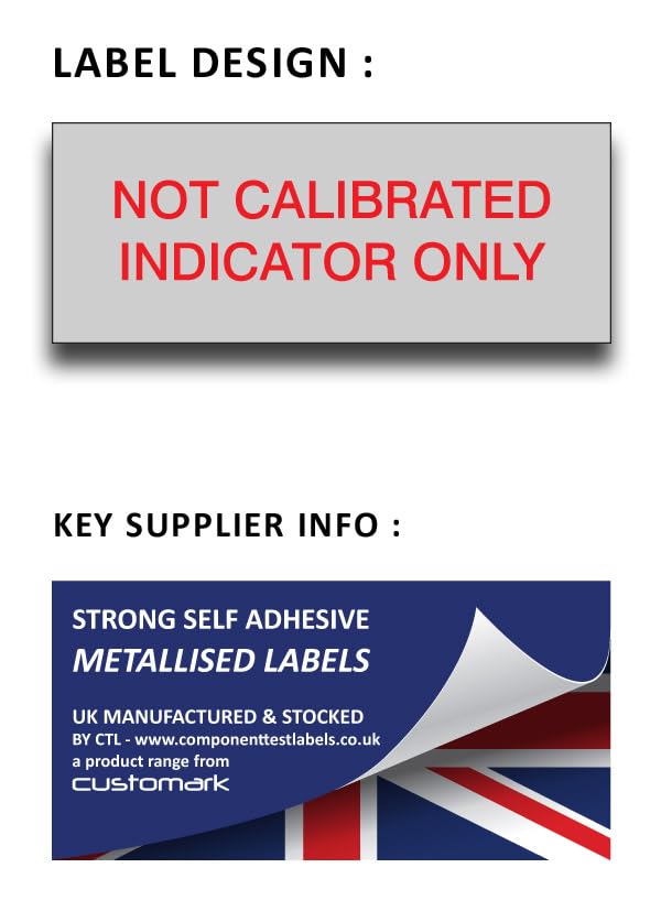 Not Calibrated - Aluminium Foil 38mm x 15mm Labels Stickers - Price per Pack of 140 Labels (P/NO. 7928290AMZ) - Image 2