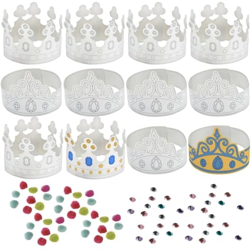 amscan White Color Your Own Crown Kit - 22.5" x 4.9 | Pack of 12