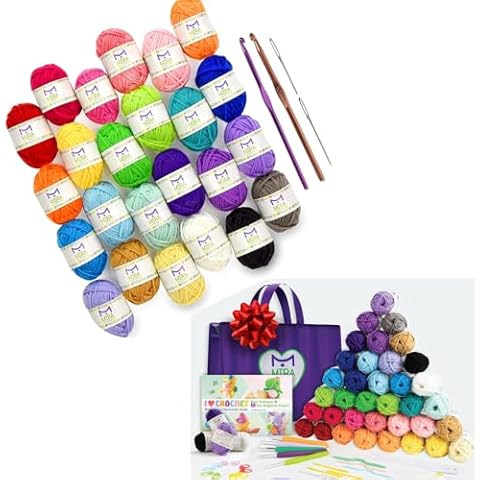 Premium Crochet Yarn Kit | 64 Colorful Acrylic Yarns (1400 Yards), Yarn for Crocheting All Crocheting and Knitting Supplies for Yarn Crafts, and Books for Design Inspirations | Ideal Starter Set for B Cover