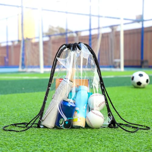 Image of 2-Pack Clear Drawstring Backpacks, clear bag for stadium events, Concert See-through bag Baseball Festival Beach Makeup