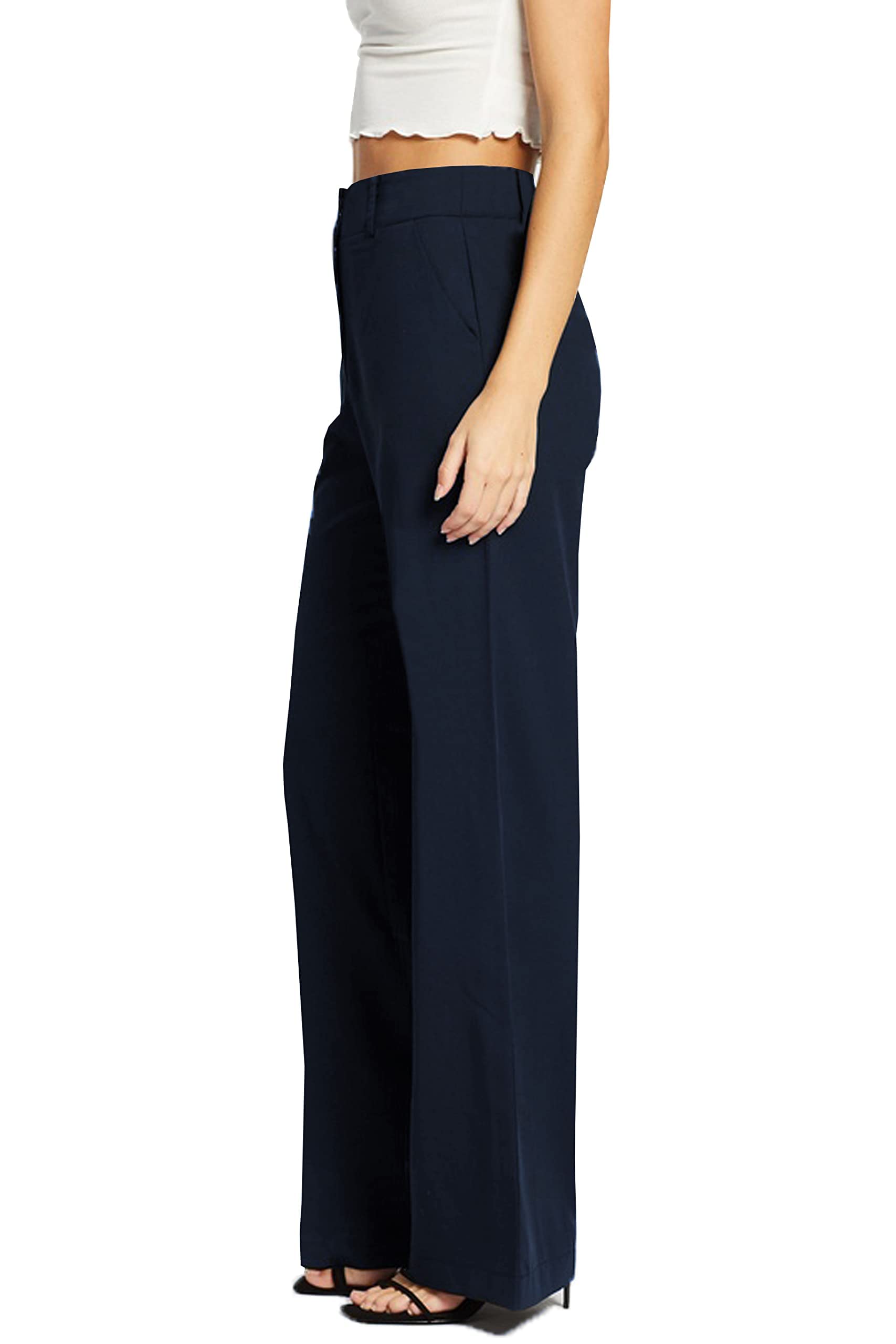 femiss Pantalones de pierna ancha para mujer, a medida, para oficina, trabajo, elegante, formal, ajuste relajado