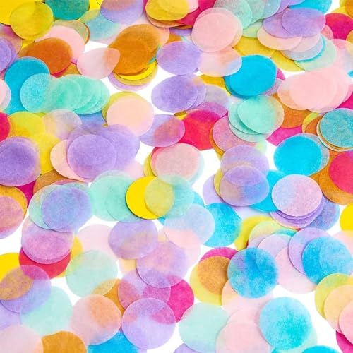 Yatrosynth 2.5cm Konfetti Bunt 6000 Stück Confetti Deko Glitzer Bunt Groß Streudeko Geburtstag Pastell Papier Confetti für Geburtstag Hochzeit Party Dekoration(50g) - Farbe