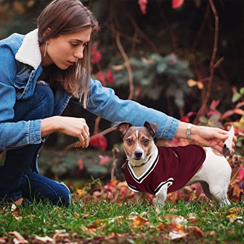 VSSHE Hundepullover,College Stil Warmer Pullover Katzenkleidung Warme Hunde Pullis Fleece Haustiermantel Welpenpullover Pullover Kleidung Haustier Kostüm Welpenpullover für Kleine Mittelgroße Rot-4XL