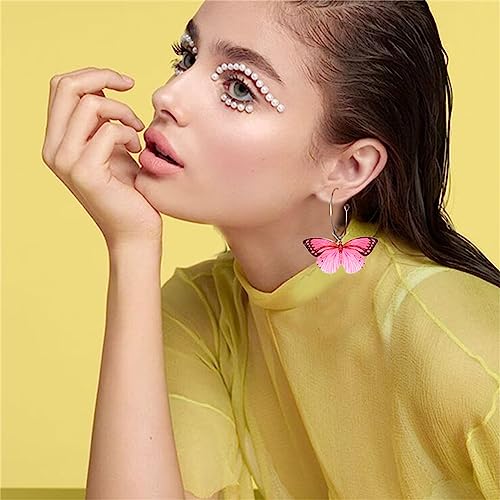 WCRAZYE Colorful Moon Butterfly Moth Dangle Earrings for Women Statement Fashion Earrings Elegant Unique Animal Acrylic Earrings Cute Insect Funny Jewelry3