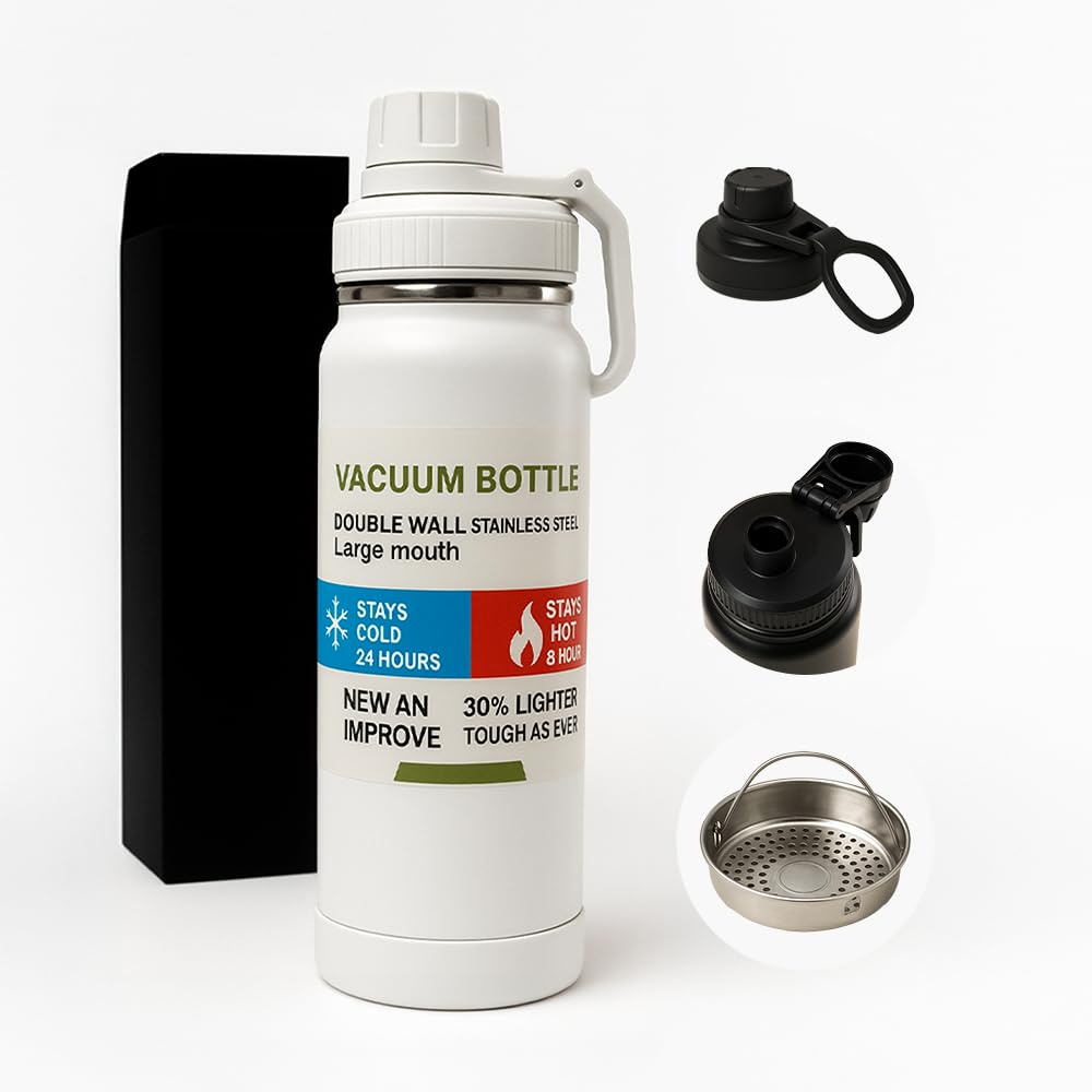 Garrafa de Água Térmica Inox Com 800ml Squeeze Academia Esportiva Quente e Frio