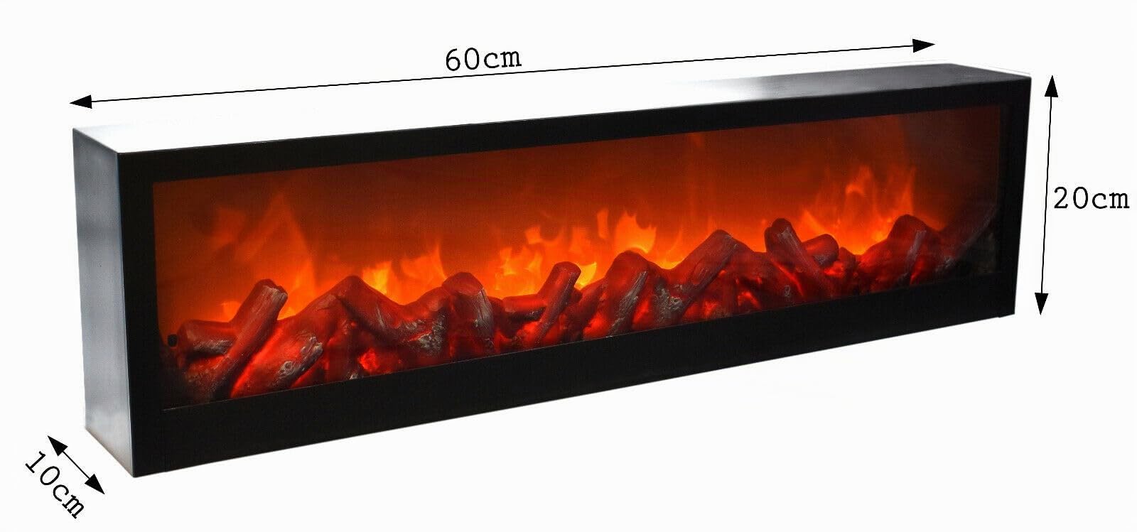 LED Wandkamin Tischkamin Elektrokamin mit realistischer Flammensimulation Kaminfeuer Feuersimulation schwarz inkl. Fernbedienung 60x20cm