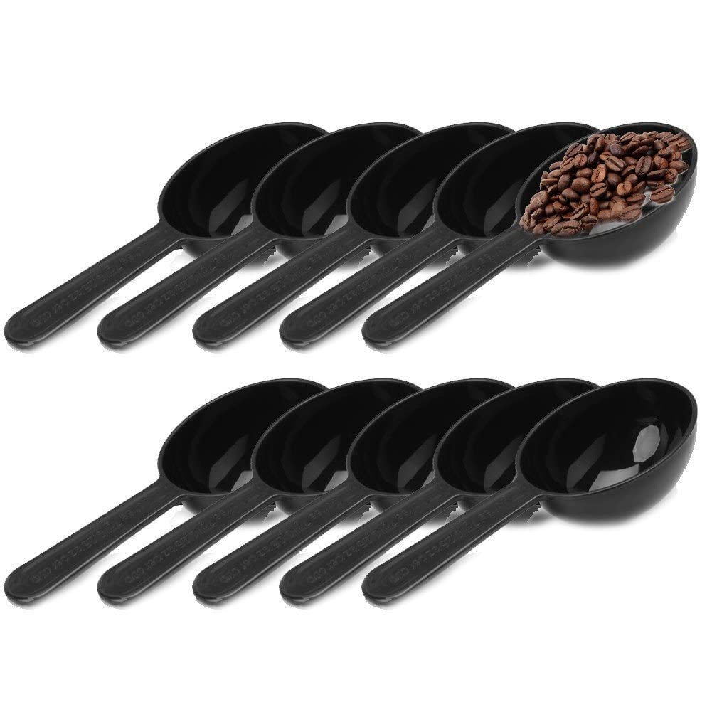 Wudaizhi Black Plastic Food Spoon 10Pcs Convenient Coffee Scoop 7G Baking Spoon Coffee Bean Powder Spoon Home Kitchen Measure Spoon