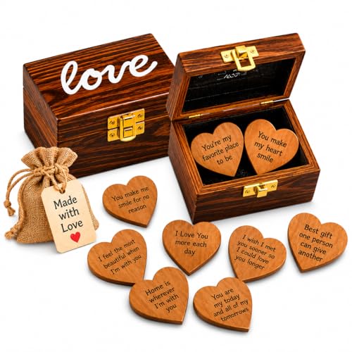 Product Image of the Love gifts for wife, Love gifts for her him, Love gifts for Girlfriend, 15 hearts with Beautiful Love Quotes Printed on Wooden Hearts, Unique Way to say ' I LOVE YOU', anniversary valentine Gift