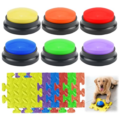 ZITUZY 6 Stück Buzzer mit Aufnahmefunktion, Haustier Talking Training Antwort Buzzer, Intelligenzspielzeug für Hunde, mit Antirutschmatte, für Hunde &...